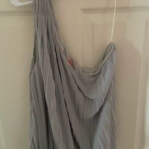 Free People Gray Pleated/Crinkle Blouse